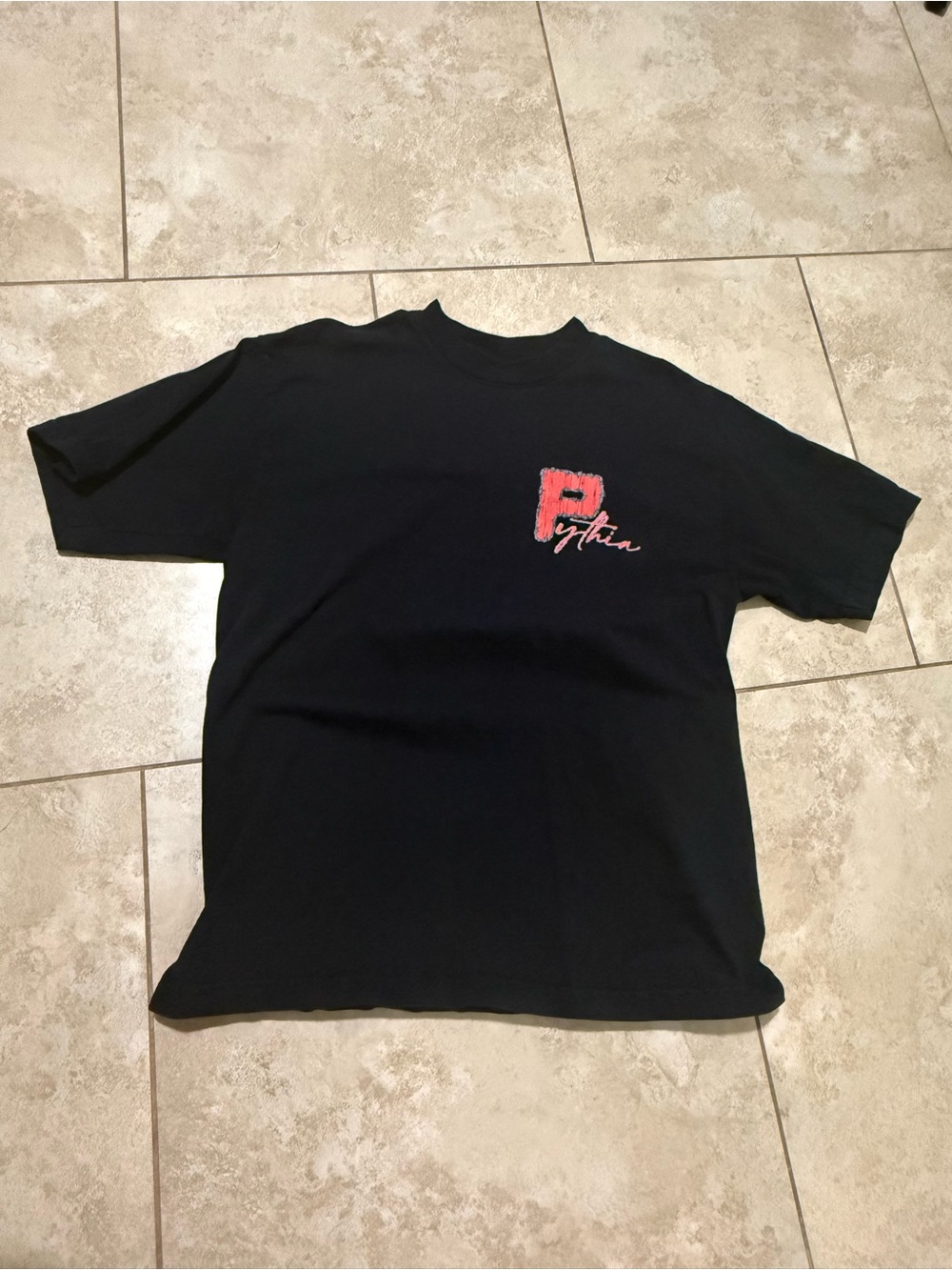 Black Men’s Graphic T‑Shirt with Red Logo